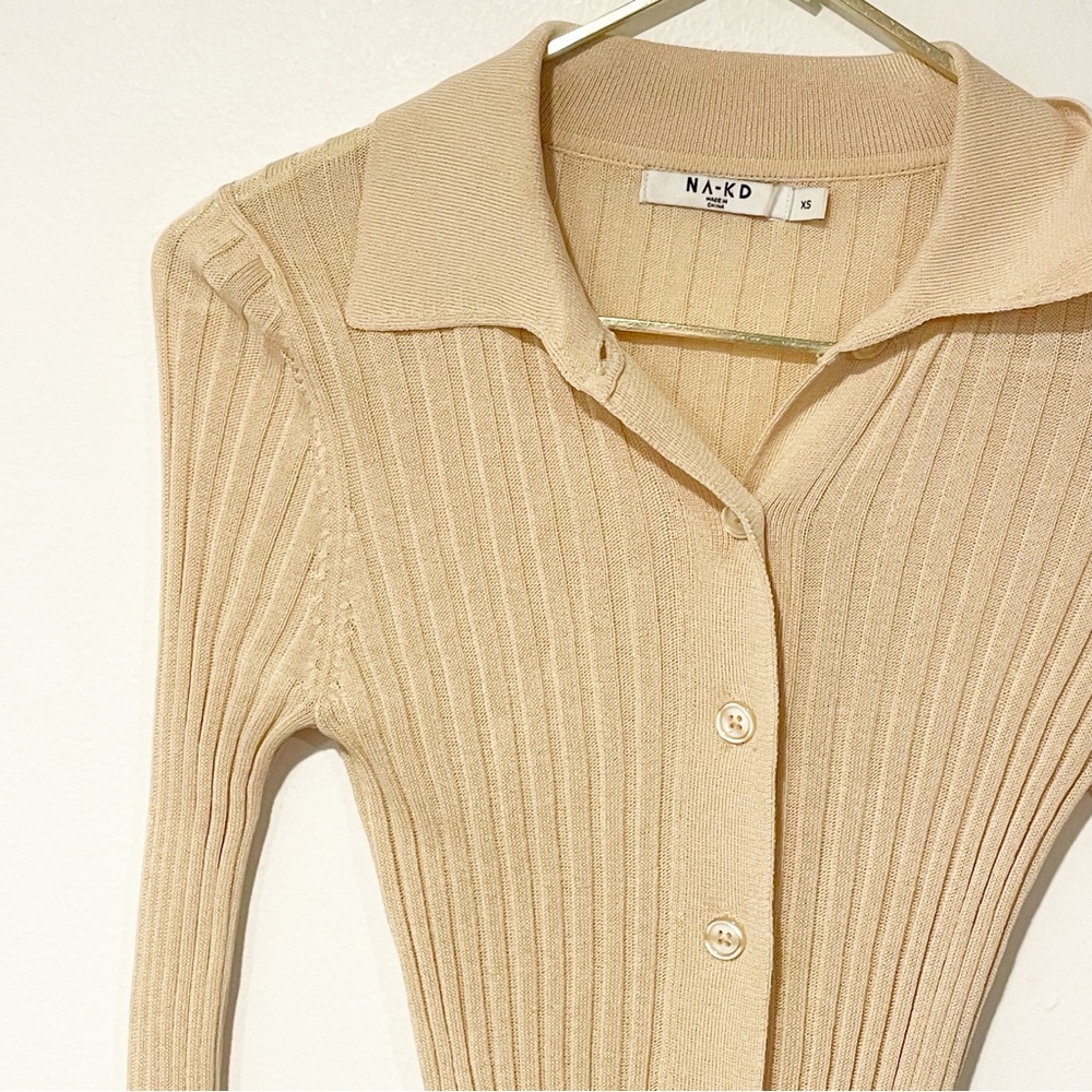 NA-KD Size XS Light Knitted Ribbed‎ Long Sleeve Sweater - Picture 3 of 7
